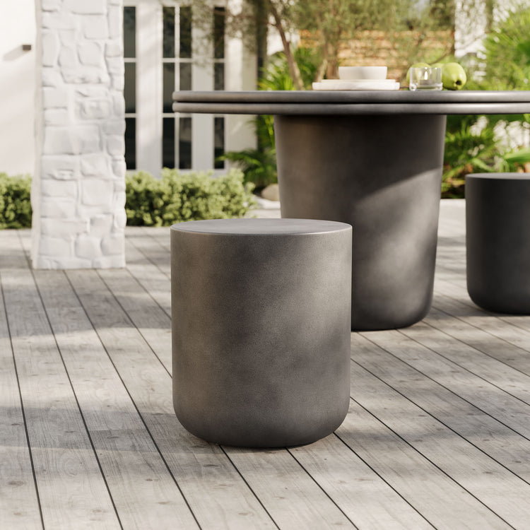Brion Indoor - Outdoor Patio Concrete Stool - Gray
