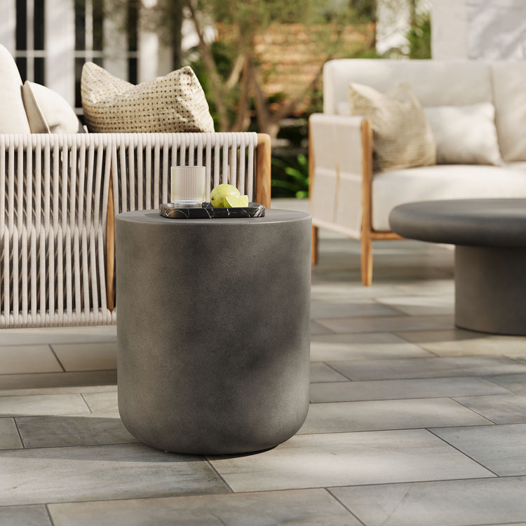 Brion Indoor - Outdoor Patio Concrete Stool - Gray