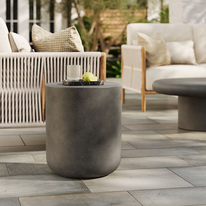 Brion Indoor - Outdoor Patio Concrete Stool - Gray