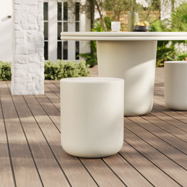 Brion Indoor - Outdoor Patio Concrete Stool - White