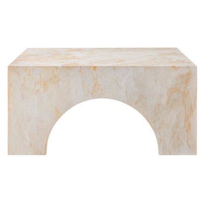 Valen Indoor - Outdoor Patio Arched Concrete Coffee Table - Honey Onyx