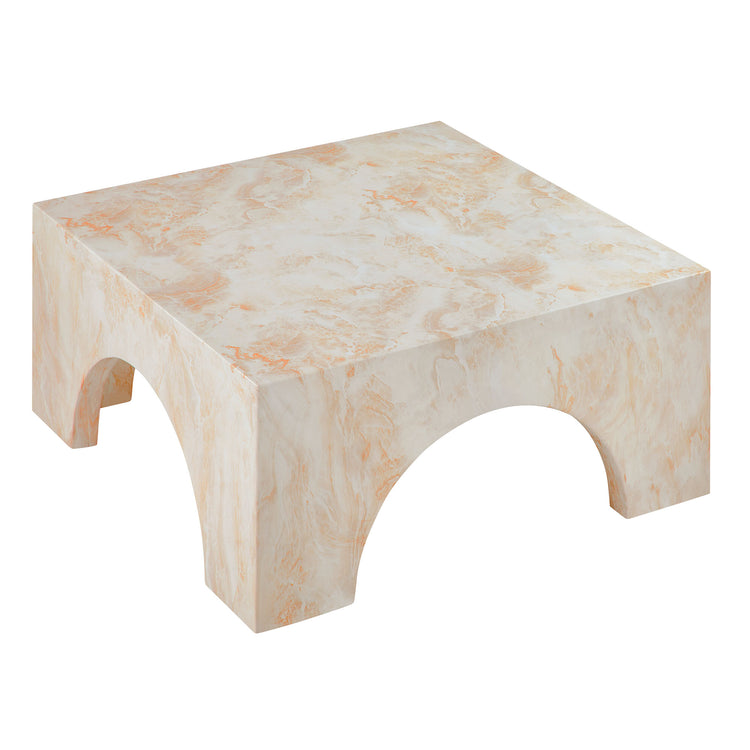 Valen Indoor - Outdoor Patio Arched Concrete Coffee Table - Honey Onyx