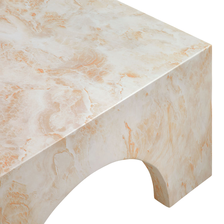 Valen Indoor - Outdoor Patio Arched Concrete Coffee Table - Honey Onyx