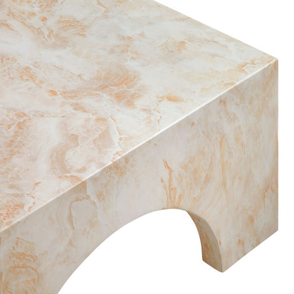 Valen Indoor - Outdoor Patio Arched Concrete Coffee Table - Honey Onyx