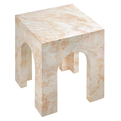 Valen Square Indoor - Outdoor Patio Arched Concrete Side Table - Honey Onyx