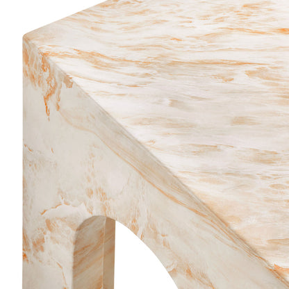 Valen Square Indoor - Outdoor Patio Arched Concrete Side Table - Honey Onyx