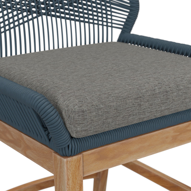Wellspring Outdoor Patio Teak and Rope Counter Stool - Blue Graphite