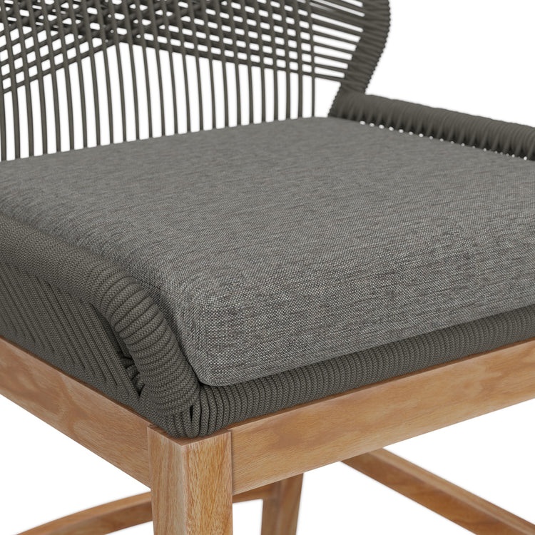 Wellspring Outdoor Patio Teak and Rope Counter Stool - Gray Graphite