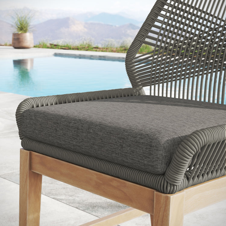 Wellspring Outdoor Patio Teak and Rope Counter Stool - Gray Graphite