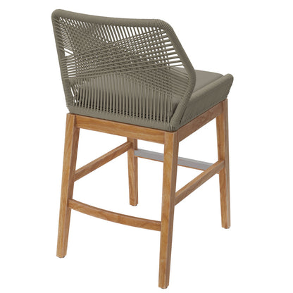 Wellspring Outdoor Patio Teak and Rope Counter Stool - Light Gray Greige