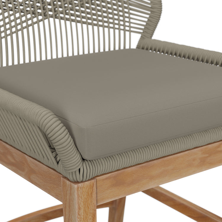 Wellspring Outdoor Patio Teak and Rope Counter Stool - Light Gray Greige