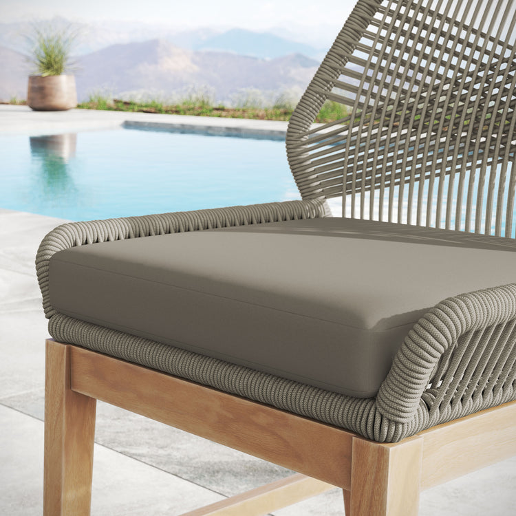 Wellspring Outdoor Patio Teak and Rope Counter Stool - Light Gray Greige