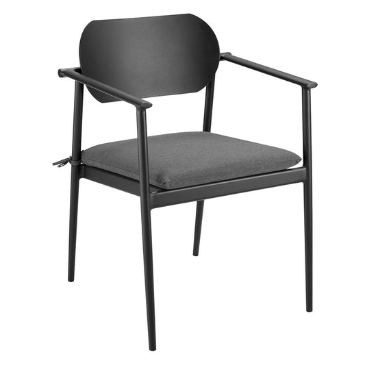 Aeris Stackable Outdoor Patio Aluminum Dining Armchair Set of 2 - Charcoal