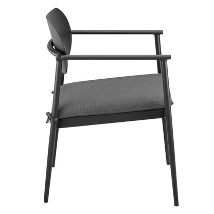 Aeris Stackable Outdoor Patio Aluminum Dining Armchair Set of 2 - Charcoal