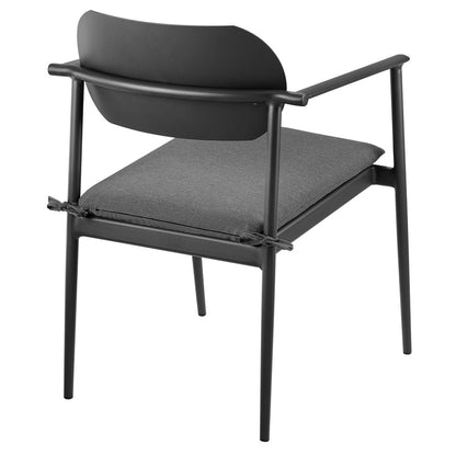 Aeris Stackable Outdoor Patio Aluminum Dining Armchair Set of 2 - Charcoal