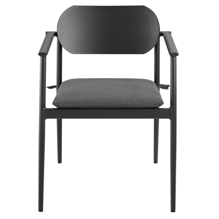 Aeris Stackable Outdoor Patio Aluminum Dining Armchair Set of 2 - Charcoal