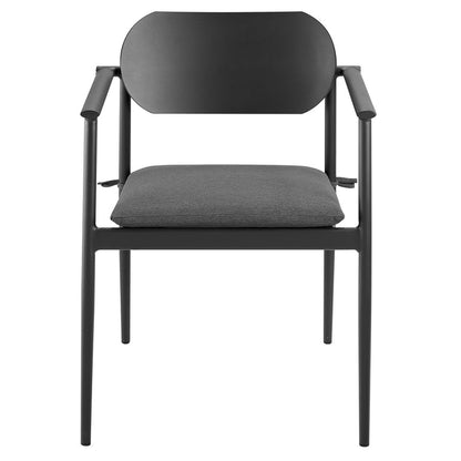 Aeris Stackable Outdoor Patio Aluminum Dining Armchair Set of 2 - Charcoal