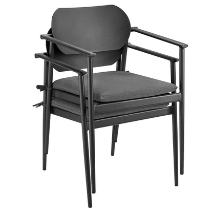 Aeris Stackable Outdoor Patio Aluminum Dining Armchair Set of 2 - Charcoal