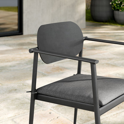 Aeris Stackable Outdoor Patio Aluminum Dining Armchair Set of 2 - Charcoal