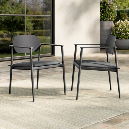 Aeris Stackable Outdoor Patio Aluminum Dining Armchair Set of 2 - Charcoal