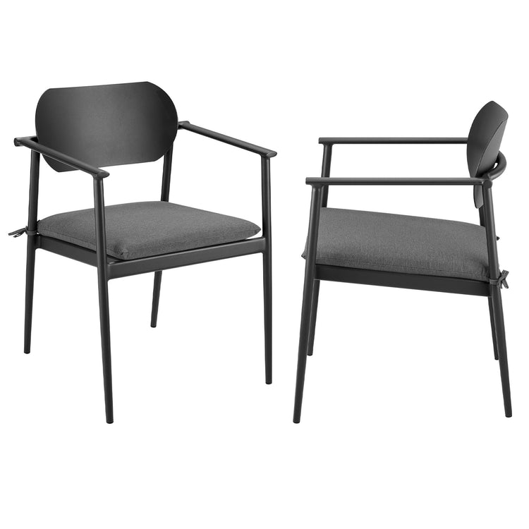 Aeris Stackable Outdoor Patio Aluminum Dining Armchair Set of 2 - Charcoal