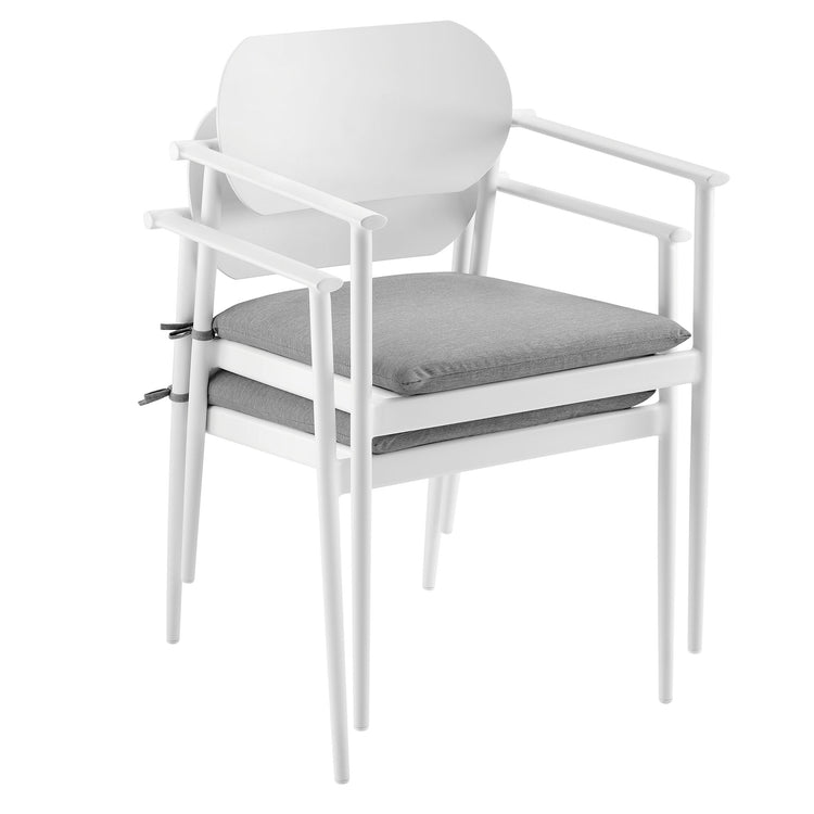Aeris Stackable Outdoor Patio Aluminum Dining Armchair Set of 2 - White