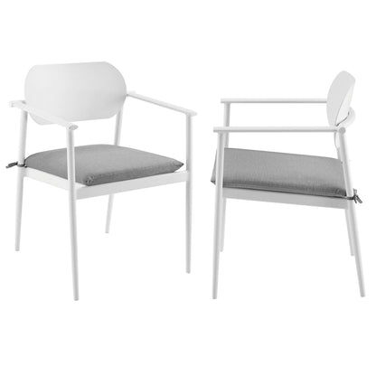 Aeris Stackable Outdoor Patio Aluminum Dining Armchair Set of 2 - White