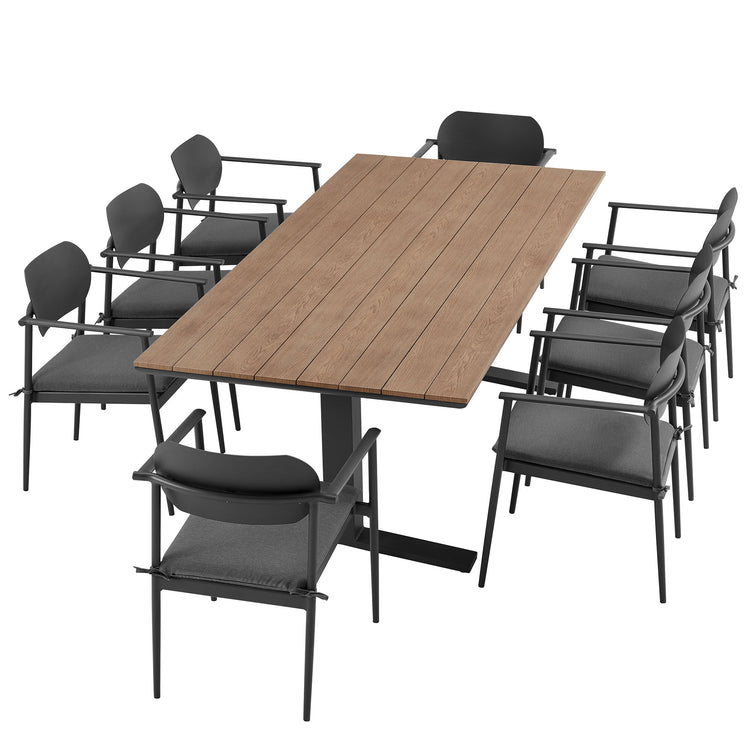 Aeris 9-Piece Outdoor Patio Aluminum Dining Set - Charcoal