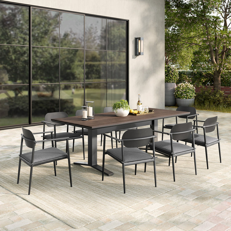 Aeris 9-Piece Outdoor Patio Aluminum Dining Set - Charcoal
