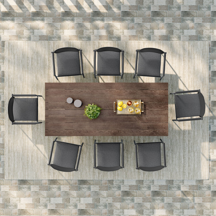 Aeris 9-Piece Outdoor Patio Aluminum Dining Set - Charcoal