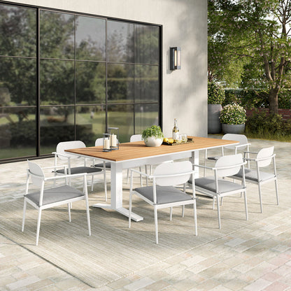 Aeris 9-Piece Outdoor Patio Aluminum Dining Set - White