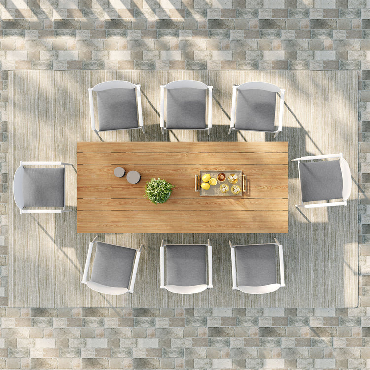 Aeris 9-Piece Outdoor Patio Aluminum Dining Set - White