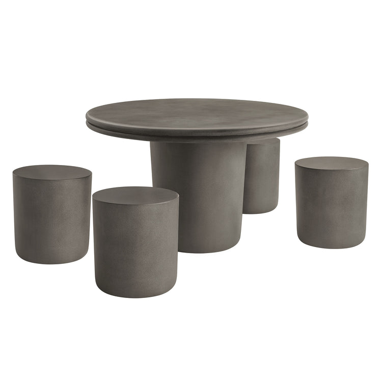 Brion Indoor - Outdoor Patio Concrete 5 Piece Dining Table Set - Gray