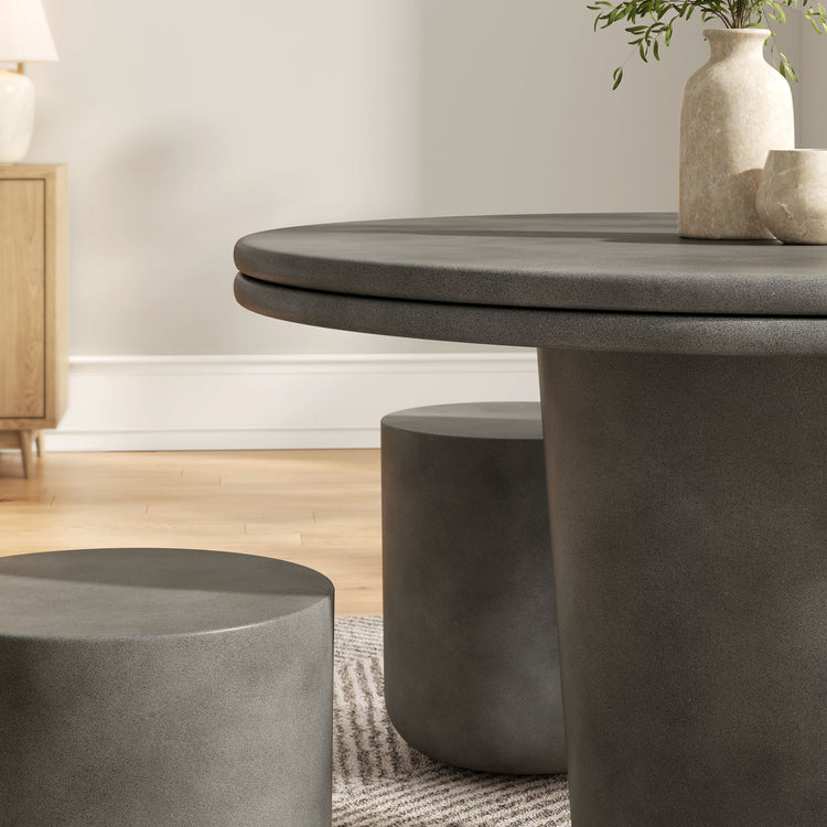 Brion Indoor - Outdoor Patio Concrete 5 Piece Dining Table Set - Gray