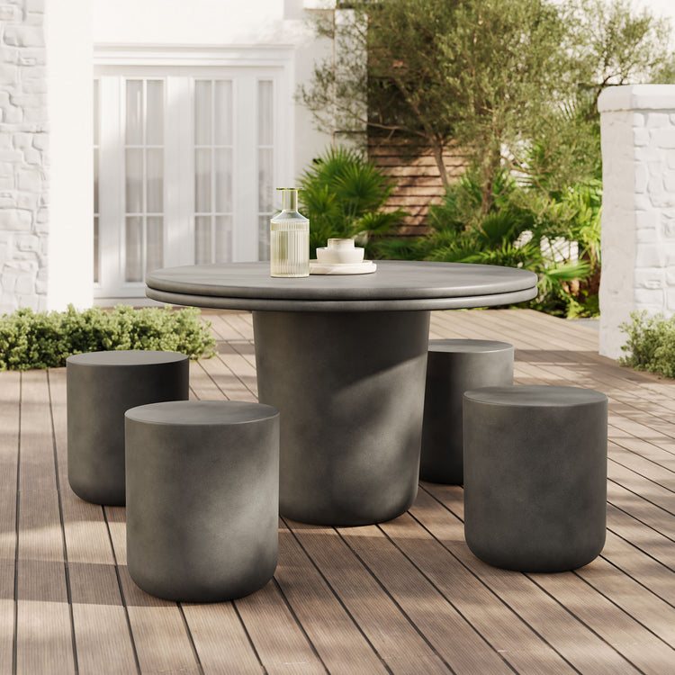 Brion Indoor - Outdoor Patio Concrete 5 Piece Dining Table Set - Gray
