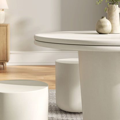 Brion Indoor - Outdoor Patio Concrete 5 Piece Dining Table Set - White