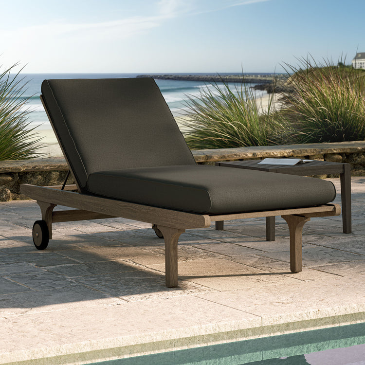 Saratoga Outdoor Teak Chaise Lounge Chair - Flint Gray