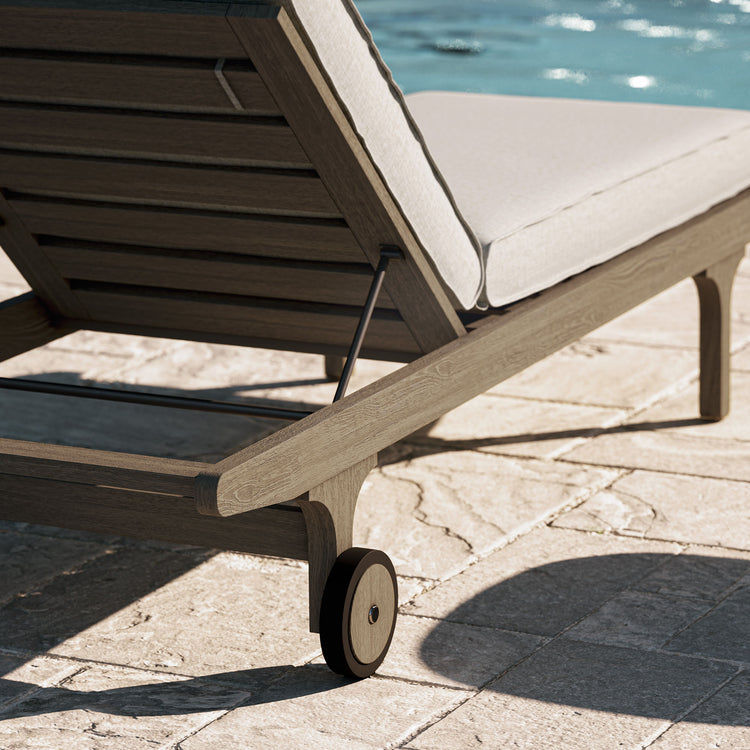 Saratoga Outdoor Teak Chaise Lounge Chair - Pebble