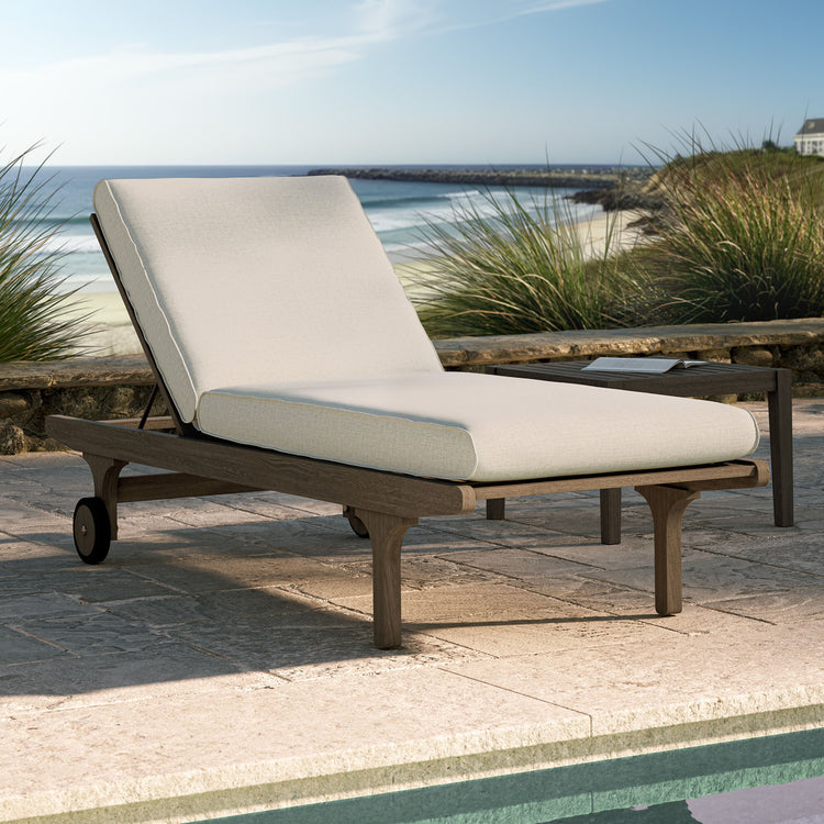 Saratoga Outdoor Teak Chaise Lounge Chair - Pebble