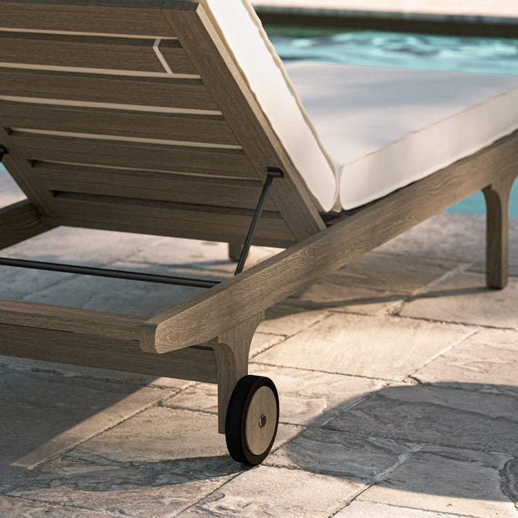 Saratoga Outdoor Teak Chaise Lounge Chair - Weathered Gray