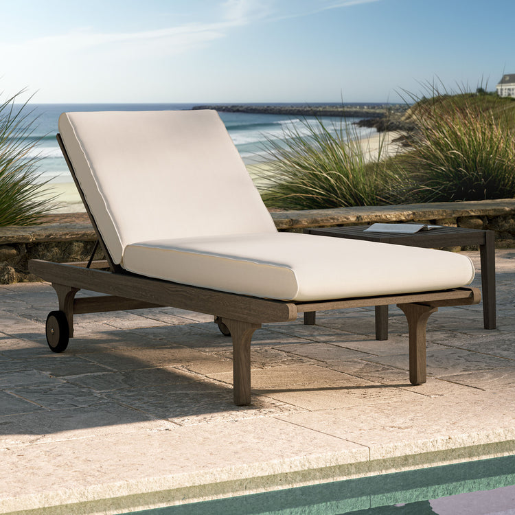 Saratoga Outdoor Teak Chaise Lounge Chair - Weathered Gray