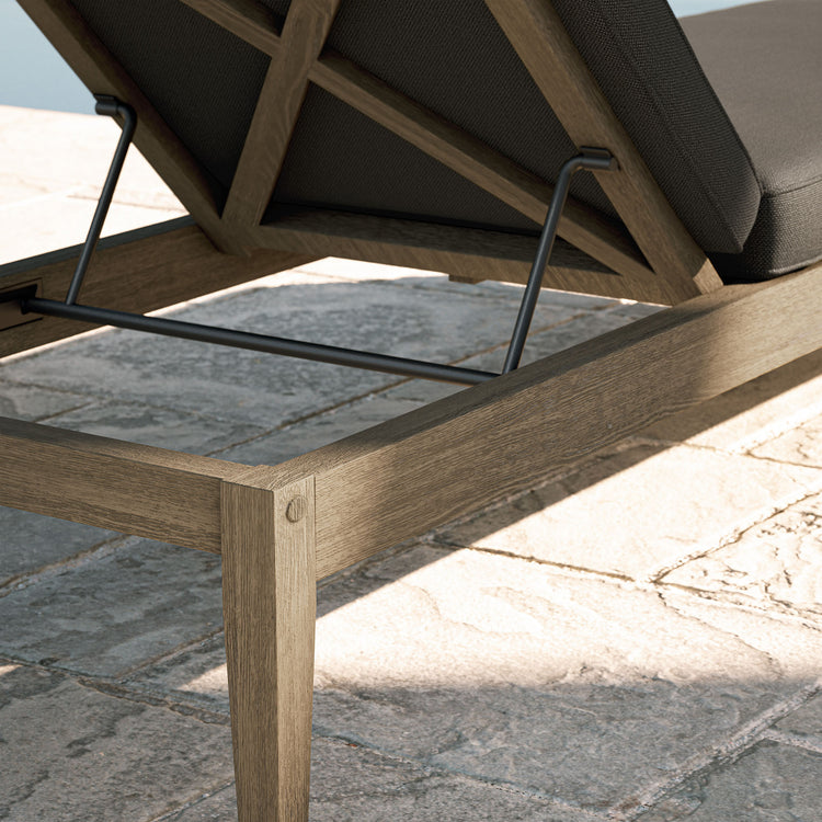 Northlake Outdoor Teak Chaise Lounge - Flint Gray