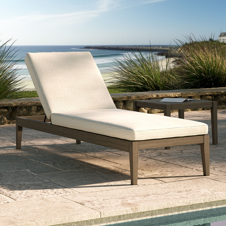 Northlake Outdoor Teak Chaise Lounge - Pebble