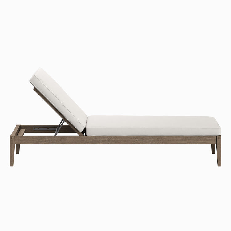 Northlake Outdoor Teak Chaise Lounge - Weathered Gray White