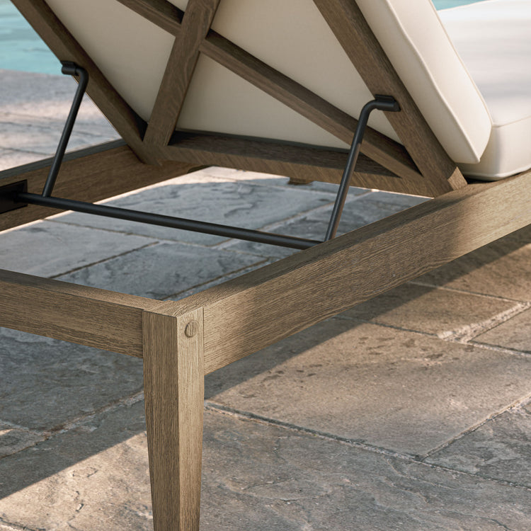 Northlake Outdoor Teak Chaise Lounge - Weathered Gray White