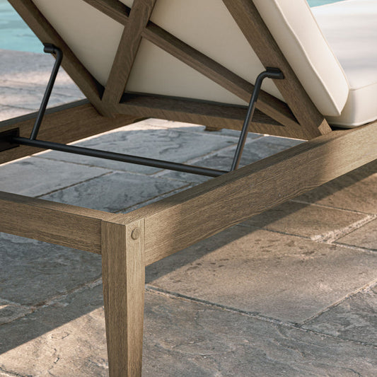 Northlake Outdoor Teak Chaise Lounge - Weathered Gray White