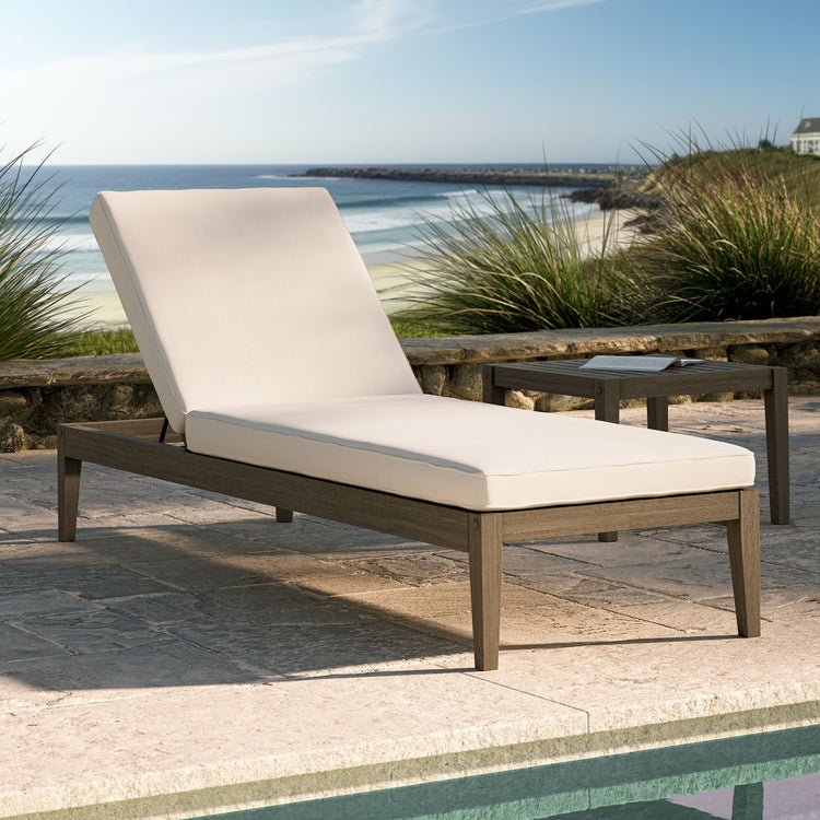 Northlake Outdoor Teak Chaise Lounge - Weathered Gray White