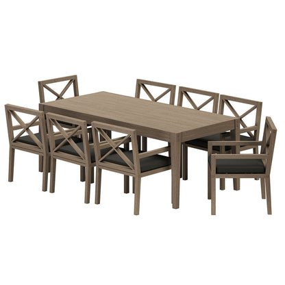 Northlake 9-Piece Outdoor Teak Wood Dining Set - Flint Gray
