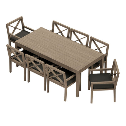 Northlake 9-Piece Outdoor Teak Wood Dining Set - Flint Gray