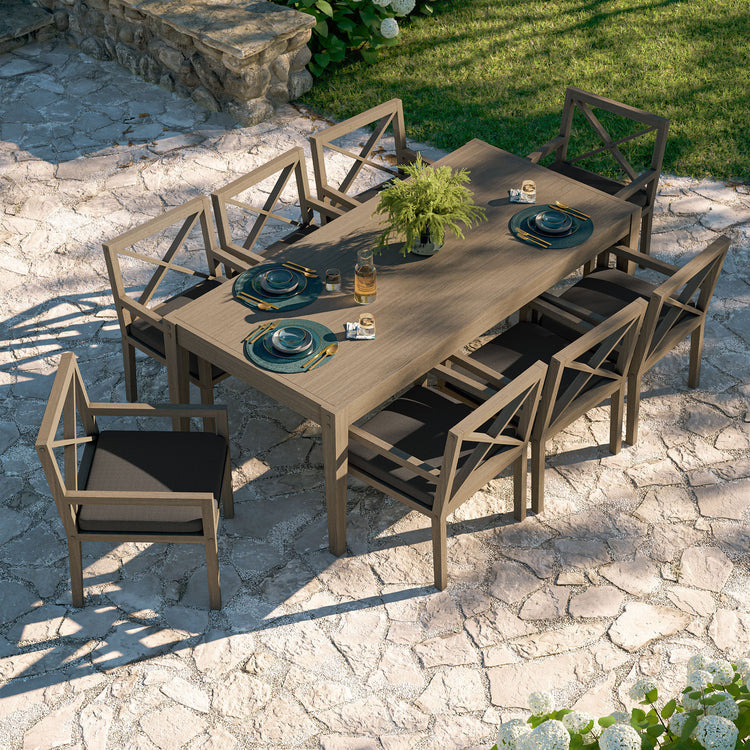 Northlake 9-Piece Outdoor Teak Wood Dining Set - Flint Gray